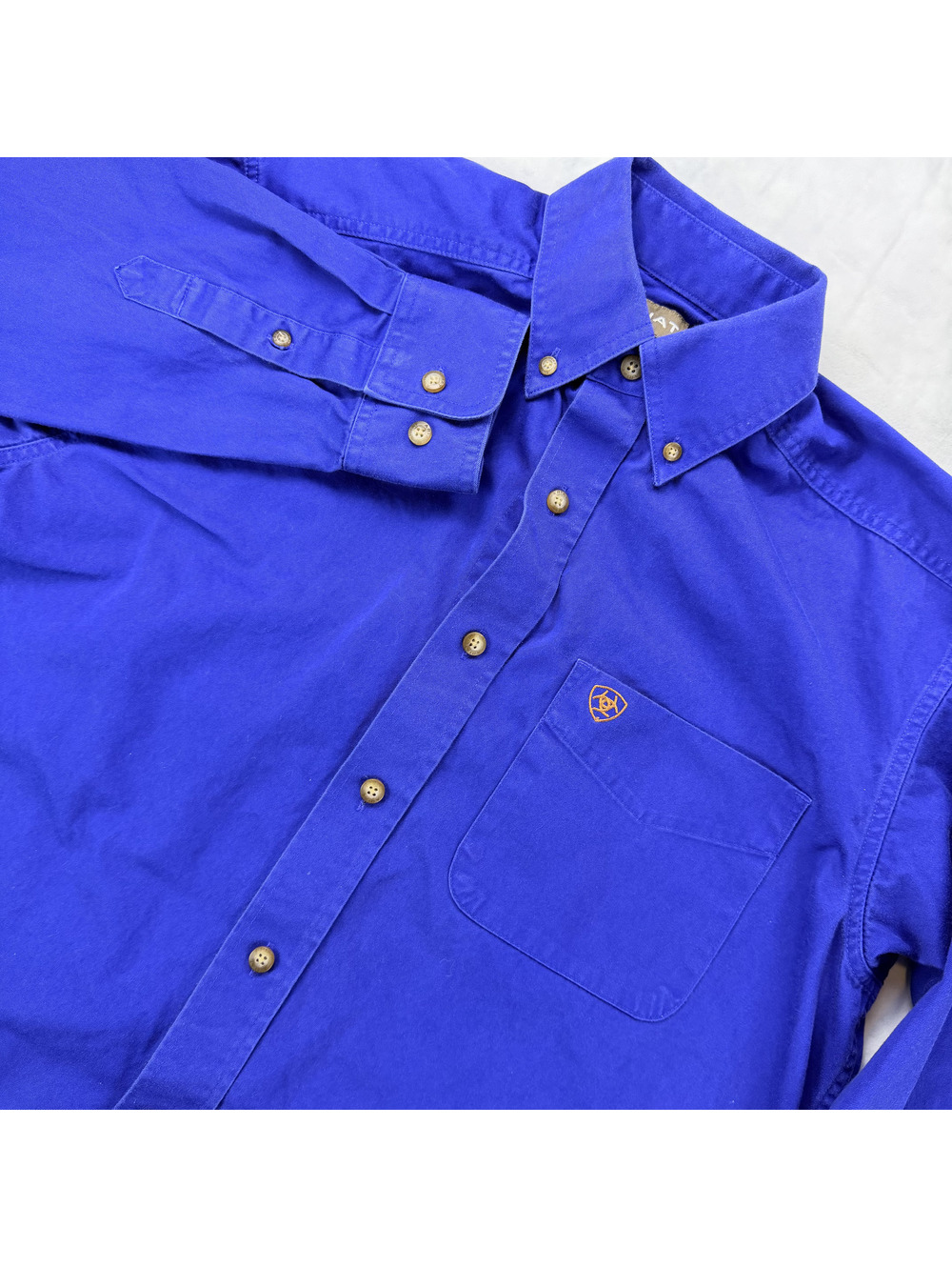 Ariat Mens Small Solid Twill Shirt Ultramarine Blue Western Classic Fit 10006660